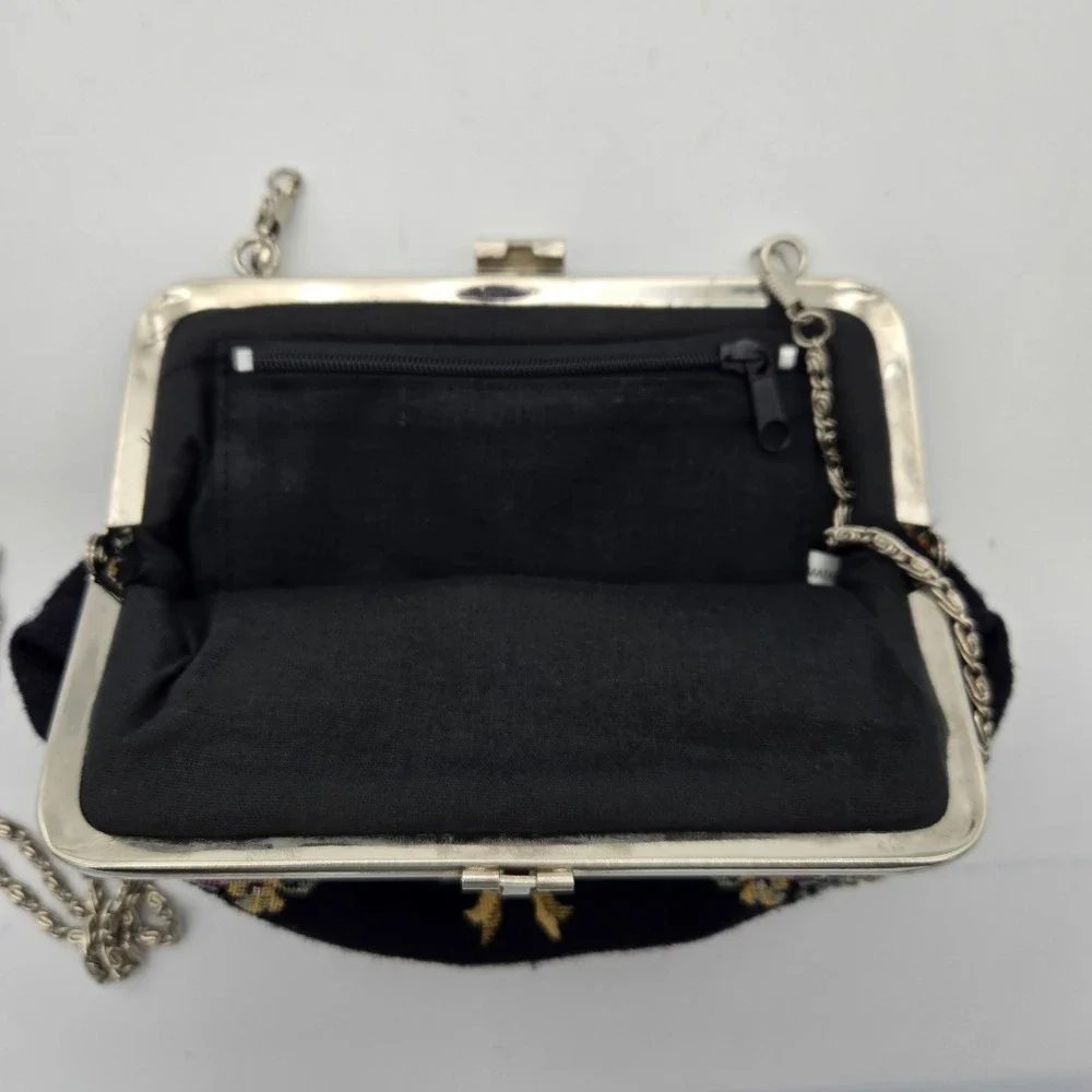 Floral Tapestry Evening‎ Purse 6x7 Baroque Roses Bows Metal Frame Bag Hong Kong